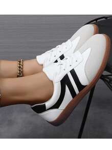 Women's Classic Retro Rubber Sole Fashion Sneakers, Casual Tennis Shoes, Skateboard Shoes, Walking Shoes, Anti-Slip Training Shoes - White - View 10