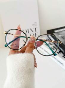 MELINDA MODA Round Women's Prescription Glasses Frame - màu xanh lá - Xem 1