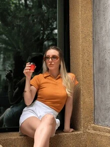 Women's Casual Elegant Polo Neck Shirt BlouseCasualElegantCuteCottonOffice - 查看 1