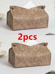 Stück/2 Stücke/5 Stücke/10 Stücke einfarbige Taschentuchbox mit Blumenmuster, PU-Leder geprägt, modern, skandinavisch, V-förmig, wasserdicht, aufrecht stehender Taschentuchhalter für den Schreibtisch, geeignet für Büro, Esszimmer, Bar, Wohnzimmer, Schlafzimmer, Badezimmer, für Zuhause, Küche, Schlafzimmer, Wohnzimmer, Esszimmer, Wohnaccessoires, dekorative Box, Hochzeitsgeschenk für Frauen, für Sommerreisen, Urlaub, Festivals - Khaki - Übersicht 25