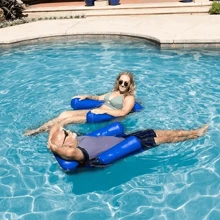 1pc Inflatable Blue Water Hammock - Adult Pool Float Lounge Chair, PVC Material, Comfortable & Durable For Swimming, Relaxation, And Vacation Fun, Pool Raft | Leisurely Poolside Setup | Inflatable Lounge Chair, Inflatable Pool Raft