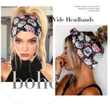 Fashionable Skull Print Twisted Headband, Suitable For Men And Women: Yoga, Fitness, Running, Sports, Sweat-Absorbent, Outdoor Comfortable Non-Slip Sports Headband, Elegant Hair Accessory