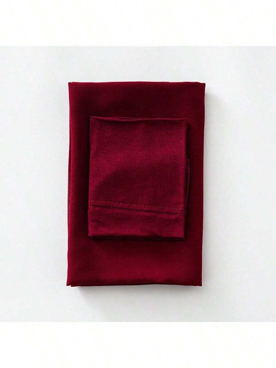 2pcs Set: Simple Tube Cap Hijab + Lightweight Chiffon Scarf Hijab Set, Suitable For Daily Use - Burgundy - View 1