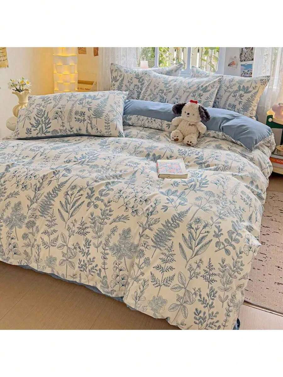 1pc Floral Print Pattern Fresh Ins-Style Soft & Machine Washable Single Duvet Cover, Suitable For Dorm, Bedroom, Hotel Decor, All Seasons - Multicolor - View 1