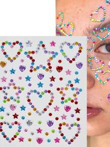 Y2K-Inspired 1PC Bohemian Style Rhinestone Face Stickers, Resin Crystal Body Gems For Music Festivals, Carnival, Holiday Parties, DIY Star & Moon Shimmer Adhesives Gifts For Eid, Carnival/Mardi Gras/Masquerade