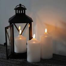 1 Unidade/3 Pacotes Luzes de Vela LED 3D Cintilantes Decoração de Casa de Natal Velas LED de Luz Quente Cilíndricas de Plástico (Sem Bateria) Adequadas para Decorações de Casamento e Festa de Aniversário, Iluminação Decorativa Interna/Externa de Ação de Graças, Lembrancinhas de Casamento, Presentes para Convidados