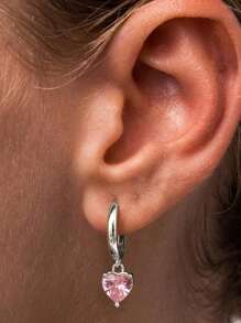 3pcs/Set Heart Shaped Earrings, Ring And Titanium Steel Chain Necklace Jewelry Set For Women, Creative & Fashionable