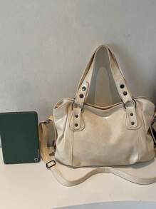 Borsa shopping di grossa capacità in stile vintage minimalista, adatta per studenti e ufficio, per la vita quotidiana