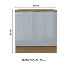 Gabinete Bajo Cocina Madesa Lux 80cm Con Encimera Marrón/Gris - Marrón y Gris - Ver 2