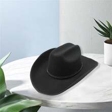 Women Men Western Hats Large Wide Brim Cowgirl Hat For Carnival Rave Party Travel Costume Accessories - 黑色 - 查看 4