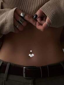 单个 S925 纯银花朵肚脐钉螺丝扣肚脐钉，适合女性，送给女朋友、母亲、姐妹的最佳礼物 - 肚臍釘 - 查看 3