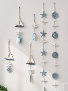 1pc Shell Wall Hanging Decor, Ocean Boho Farmhouse Coastal Theme Home Decor | Shells, Starfishes And Anchors Beach Nautical Decoration For Bathroom, Bedroom Or Living Room