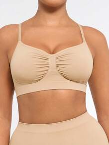 FeelinGirl Bralettes For Women With Support Comfortable Bras No Underwire Seamless Everyday Bras - 米色 - 查看 4
