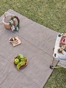 1pc Plaid Printed Picnic Blanket Tablecloth, Outdoor Picnic Supplies Decor