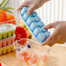 2 bandejas de gelo de silicone de grande capacidade com tampas, moldes de gelo de fácil liberação para geladeira, recipientes flexíveis para armazenamento de cubos de gelo - Multicolorido - Ver 5