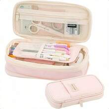 Big Capacity Pencil Pen Case Office Large Storage High Capacity Bag Pouch Holder Box Organizerfor Office Travel Holder Box Light Pink-1 - As Pic - View 1