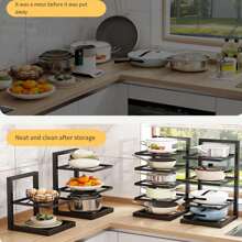 1pc Multi-Tier Kitchen Pot Rack, Cabinet Pot Organizer Rack, Heavy Duty Pot Rack Under Sink Storage, Adjustable Metal Pot Holder And Lid Rack, For Kitchen Organization And Storage
