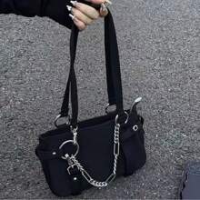 Retro Punk Armpit Shoulder Bag, Dark Gothic Style B2y - 黑色 - 查看 5