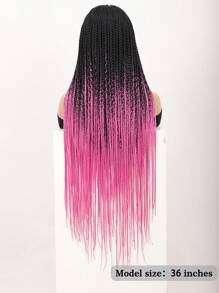 Full Double Lace Front Box Braided Wigs For Women 36 Inches Knotless Cornrow Braids Lace Frontal Wig Synthetic Braided Wig Daily Used Hot Pink