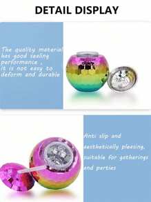 1 件闪光球杯圆形球杯塑料杯不倒翁杯迪斯科球杯女孩适用 - 彩色 - 查看 3