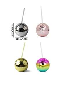 1 件闪光球杯圆形球杯塑料杯不倒翁杯迪斯科球杯女孩适用 - 彩色 - 查看 6