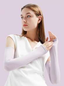 1 Pair Summer Ice Silk Sunscreen Sleeve Covers, Elastic, Non-Binding, Lightweight, Breathable, Suitable For Outdoor, Driving, Cycling, UV Protection - Multicolor - View 7