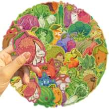 50pcs Fruit And Vegetable Animal Graffiti Stickers - Perfect For Decorating Water Bottle, Laptops, Phone Cases, Skateboards & More