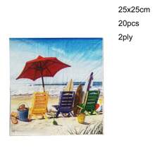 20pcs/Pack 2-Ply 25x25cm Soft Wood Pulp Beach Party Printed Colorful Disposable Paper Napkins