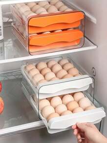Organizador de almacenamiento de huevos con cajón de 2 capas, set de almacenamiento de huevos apilable de PET: apilable, de doble capa para máxima capacidad, soporte de huevos de plástico transparente ¡para tu refrigerador! Para uso en la cocina, para el Día de Pascua, bandejas de almacenamiento de huevos