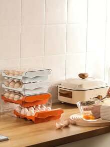 Organizador de almacenamiento de huevos con cajón de 2 capas, set de almacenamiento de huevos apilable de PET: apilable, de doble capa para máxima capacidad, soporte de huevos de plástico transparente ¡para tu refrigerador! Para uso en la cocina, para el Día de Pascua, bandejas de almacenamiento de huevos
