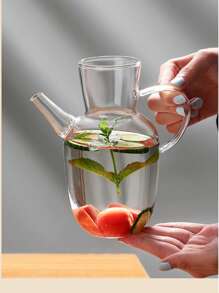 Chinesischer Stil Glas Kung Fu Teekanne, Kaltwasser Wasserkocher, transparente Teekanne, Saftflasche, ergonomischer Griff, einfach zu reinigen, beständig gegen hohe und niedrige Temperaturen, rissbeständig beim täglichen Brühen, empfohlen von Tee-Künstlern, retro-stromlinienförmiger Teekannenauslauf für den Hausgebrauch geeignet, geeignet für losen Tee/Kaffee, antike Wohndekoration Geschenke (500 ML)