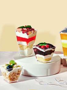 5/20/50 件甜点杯、慕斯杯、提拉米苏、布丁和芝士蛋糕塑料杯 - 适用于生日、派对、婚礼、父亲节、母亲节、开学、毕业典礼和其他节日装饰， - 透明 - 查看 9