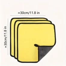 3pcs Extra Soft Microfiber Car Wash Towel - 30*30cm (11.8*11.8 Inch) Car Cleaning Drying Cloth Never Scratch Home Kitchen Rag Dishwashing Towel
