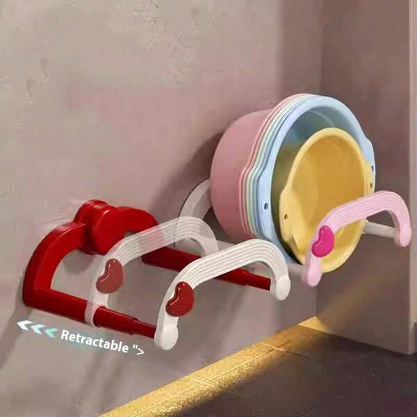 1 pieza Nuevo estante de ventosa con forma de corazón expandible para baño, organizador colgante sin taladrar, estante de drenaje para pies de bañera, decoración de baño y organizador de baño de verano