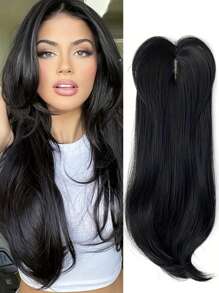 [22-Zoll Geradlinige Perücke Wig Block] Elegante 22-Zoll geradlinige Perücke Wig Block für Frauen, Hitzebeständige Faser, helles Braun bis Schwarz verlaufend, Volumen-Haarteil für mittleres Alter, einfach zu tragen, ideales Weihnachtsgeschenk