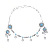 1pc Retro Kazakh Style Metal Faux Turquoise Hairband, Headpiece For Beach, Traveling, Fashion Accessory - Blue - View 8