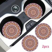 2 pièces Dessous de verre de voiture style bohème, tapis de voiture élégant à séchage rapide et antidérapant