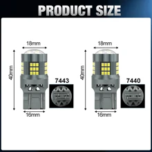S&D 2Pcs T20 7440 W21W Led Bulb 7443 W21/5W Turn Signal Light 3014 Chips Auto LED Signal Light Tail Brake Light Reverse Bulb 12V Yellow