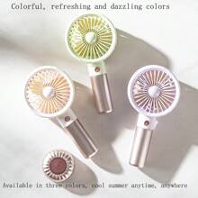 MEET SUN 1pc + 500mAh Lithium Battery + Portable Handheld + 3 Wind Speed Levels + Sunlight Ice Cream Style Handheld Base Tabletop Mini Fan, Quiet & Portable, Suitable For Dorm - Pink Green - View 8