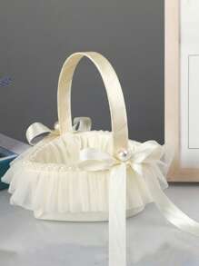 2pcs Set Western Wedding Flower Girl Flower Basket, New Style Marriage Basket For Petal Throwing Summer Birthday Gifts Beach Back To School School Supplies Room Decor