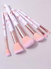 6支大理石纹化妆刷套装，适用于面部轮廓修饰、腮红、眼影等，化妆刷套装，化妆刷组合，化妆刷套装，全套化妆工具，化妆刷套装，全套化妆工具，化妆刷套装，化妆刷礼盒套装 - 粉色 - 查看 4
