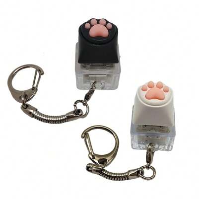 Cute Cat Paw Shaped Keychain Key Ring Pendant Fidget Toy Keycap Keypress Tester Bag Strap