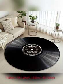 Retro Vinyl Record Fleece Rug, Plush Bohemian Style, Lightweight, Durable, Non-Slip, Washable, Suitable For Living Room, Bedroom, Bathroom And Office Decor, Perfect Home Decor For Valentine's Day, Spring, Summer, Ideal Gift For Music Lovers
