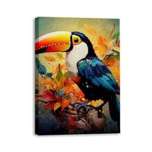 1 Piece Home Wall Decor Framed Canvas Colorful Toucans Birds Pattern Canvas Wall Art Paintings For Living Room - Canvas Framed Print Wall Artworks Bedroom Decoration Office Wall Decor