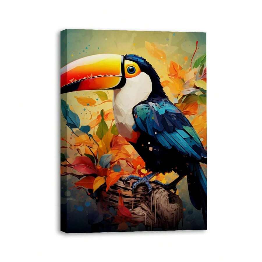 1 Piece Home Wall Decor Framed Canvas Colorful Toucans Birds Pattern Canvas Wall Art Paintings For Living Room - Canvas Framed Print Wall Artworks Bedroom Decoration Office Wall Decor