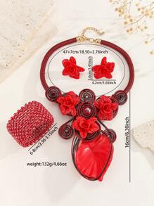 Bijou exagéré fait main avec perles, fil d'aluminium, acrylique, fausses perles. Style bohème, Europe & Amérique, Inde, cowboy occidental, resort, soirée, africain, vintage. Collier, bracelet, boucles d'oreilles