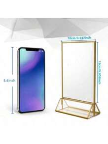 圣诞节6件套透明金色边框亚克力标牌架相框展示架透明纸张架桌面菜单架，双面相框，餐厅菜单、菜谱卡、照片展示架，非常适合婚礼、彩排晚宴、订婚派对、周年纪念、生日、新娘送礼会、成人礼、公司派对或任何特殊活动！最佳礼物、婚礼装饰、家居装饰、房间装饰、派对礼品、新娘夏季海滩返校用品、新年礼物 - 彩色 - 查看 7