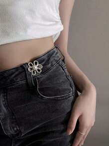 1/2pairs Six-Petal Buckle, Detachable, Invisible Waist Band, Flower Waist Tightener Buckle Pants Pins Collar Buttons Brooch Pins For Women Fashion