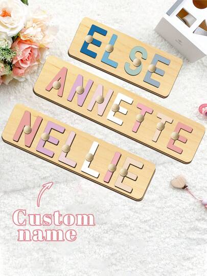 Rompecabezas con nombre personalizado, rompecabezas de madera con nombre personalizado, rompecabezas de alfabeto personalizado con texto grabado y clavijas de madera, regalos de cumpleaños personalizables, juguete de rompecabezas de alfabeto 3D, para decoración de habitación, placas conmemorativas de nacimiento, regalos del Día de la Madre y del Padre, regalo de recuerdo para nueva mamá, regalos para él, ella, papá, mamá, hijo, hija, Otoño Desierto Acogedor, Asusta tu hogar, Impresión digital