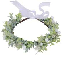 1 Stück verstellbarer Kranz aus synthetischen Blättern und Blumen, Eukalyptus Blumenkranz Haarband für Frauen, Blumenmädchen, Boho-Stil, Party, Fotoshooting, Feiertage, Hochzeit, St. Patrick's Day